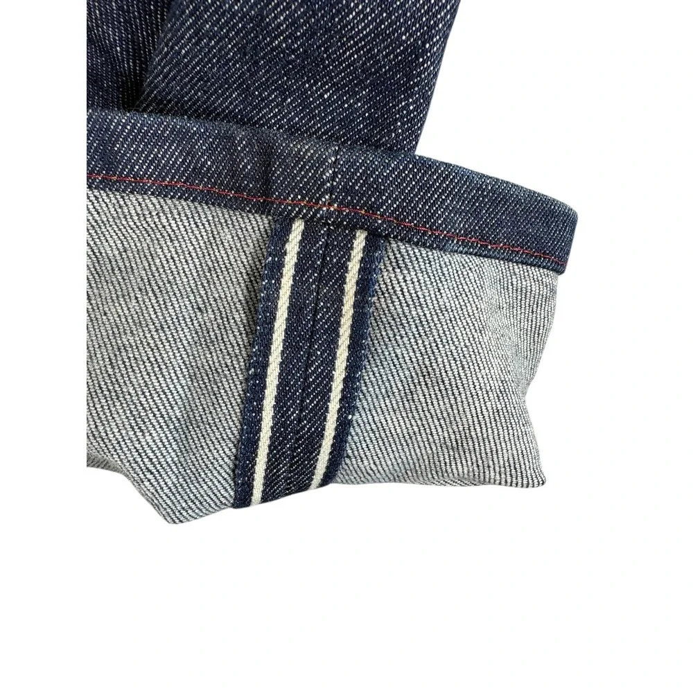Gustin Slim Selvedge Raw Denim Jeans Mens 34 Blue Indigo Stretch Straight Leg